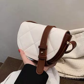 Сумка-седло женская премиум-класса Sense Niche Crossbody сумка из натуральной кожи полукруглая широкополосная сумка на одно плечо из коровьей кожи для женщин шоколадный/бежевый