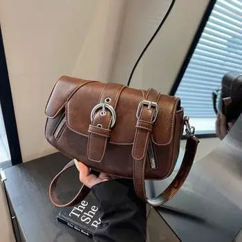 Сумка-седло Женская сумка Spice Girl подмышечная сумка Дизайн ретро простая сумка полумесяц Текстура сумка коричневый