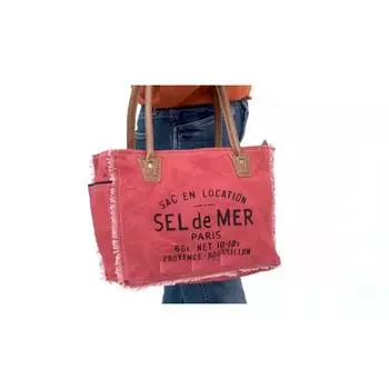 Сумка Sel De Mer из переработанного холста Розовая большая сумка из переработанного холста 13 x 5 x 10 in