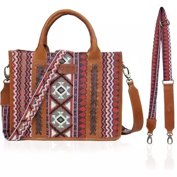 Сумка Sel De Mer из переработанного холста Большая сумка из переработанного холста и воловьей кожи, сумка из переработанного холста и воловьей кожи 13 x 5 x 10 in