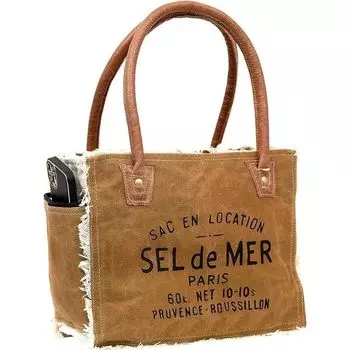 Сумка Sel De Mer из переработанного холста Сумка-тоут Radiant из переработанного холста и воловьей кожи 13 x 5 x 10 in