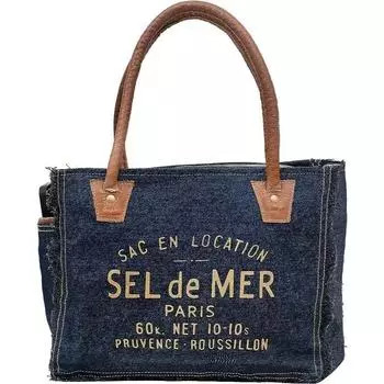Сумка Sel De Mer из переработанного холста Большая сумка-тоут из переработанного холста и воловьей кожи 13 x 5 x 10 in