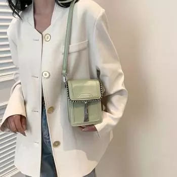 Сумка Sense женская 2024 новый нишевый дизайн модная сумка-мессенджер интернет знаменитости повседневная простая сумка для мобильного телефона чёрный