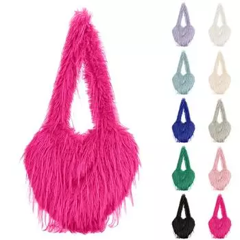 Сумка-сердце в форме сердца с кисточками, однотонная, большая вместимость, сумка на плечо One Size