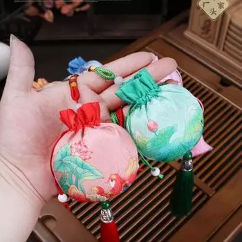 Сумка-шнурок с кисточками и оленем в виде цветка и золотой рыбки, кошелек для монет в китайском стиле, сумка для упаковки украшений на фестивале жёлтый