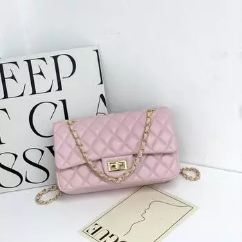 Сумка Simple Lux Diamond Chain 2024 года: Универсальная текстурированная сумка-мессенджер с нишевым дизайном 26 x 5 x 15 cm розовый