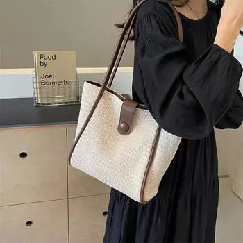 Сумка Simplicity Vintage, соломенная сумка в стиле бохо для женщин, летняя сумка для отдыха и путешествий, большая вместимость, ручная работа, вязаные сумки-тоуты