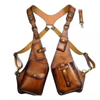 Сумка-слинг, противоугонная сумка-ремень в средневековом стиле стимпанк, кошелек из гладкой искусственной кожи, регулируемый ремень, декор из заклепок, сумка через плечо на две руки чёрный