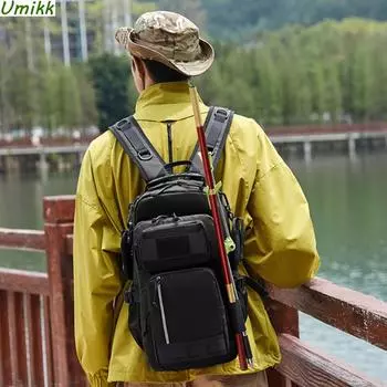 Сумка-слинг с держателем для удочки, сумка для рыбалки, водонепроницаемая, для путешествий, пешего туризма, кемпинга, рюкзак на плечо, подарки для мужчин и женщин оранжевый