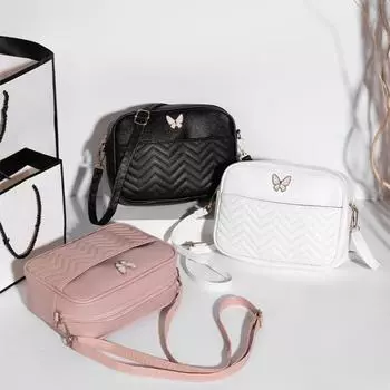 Сумка-слинг с вышитыми нитками и бабочками, повседневная женская сумка через плечо розовый