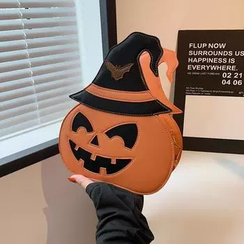 Сумка-слинг в виде тыквы на Хэллоуин, сумки через плечо для женщин, сумка через плечо в форме тыквы из искусственной кожи оранжевый