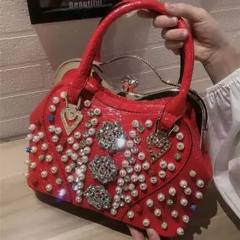 Сумка со стразами женская сумочка роскошная модная женская кожаная сумка с бриллиантами на плечо сумка-мессенджер в виде ракушки женская вечерняя сумочка золотой