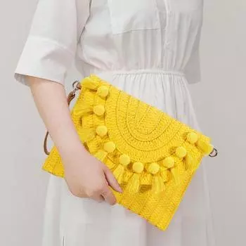 Сумка Соломенная сумка через плечо Пляжная сумка ручной работы Большая вместительная Соломенная сумка через плечо с магнитной застежкой Плетеный конверт Кошелек с регулируемым плечом зелёный