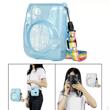 Сумка совместима с 11 камерами мгновенной печати, съемный регулируемый ремень синий