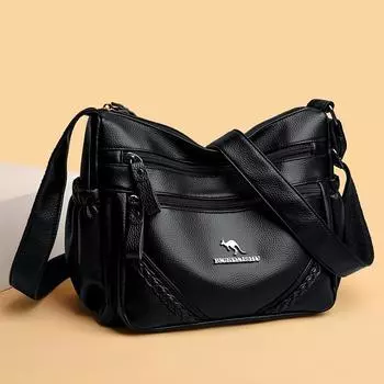 Сумка среднего возраста, женская сумка через плечо из мягкой кожи, большая вместимость, сумка для мам, сумка через плечо темно-синий