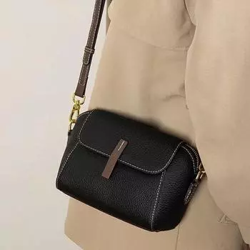 Сумка, сумка через плечо, женская воловья кожа, модная и универсальная, сумка для телефона на одно плечо. чёрный