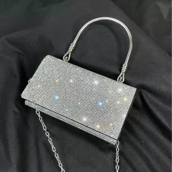 Сумка-сумка для ужина 2024 года, новинка, премиум, со стразами и пайетками, сумка-цепочка, женская, вечерняя, на одно плечо, через плечо 11*6*18