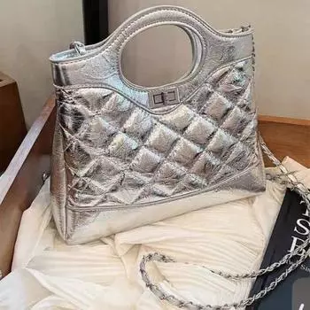 Сумка-сумка HB с бриллиантовой цепочкой для поездок на работу, женская, 2024 года, новая модная серебряная сумка под мышкой, сумка через плечо серебряный