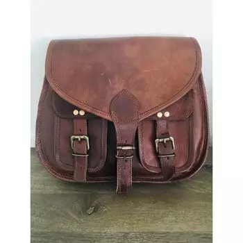 Сумка СУМКА ИЗ НАСТОЯЩЕЙ КОЗЬЕЙ КОЖИ СУМКА-СЕДЛО РУСТИК ВИНТАЖНАЯ ДИЗАЙНЕРСКАЯ СУМКА-Хобо 10 x 13 in коричневый