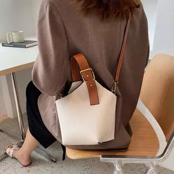 Сумка Сумка-мессенджер Женская сумка через плечо Сумка-ведро Женская сумка Сумка из искусственной кожи кофейный