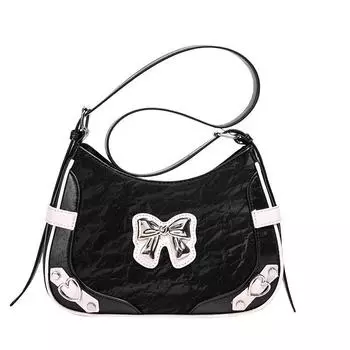 Сумка Сумка подмышкой Милая и симпатичная Универсальная сумка через плечо Контрастный бант Модная сумка через плечо