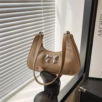 Сумка-сумка в стиле ретро с нежным темпераментом 2024 года, новая модная простая сумка через плечо с полумесяцем под мышкой чёрный