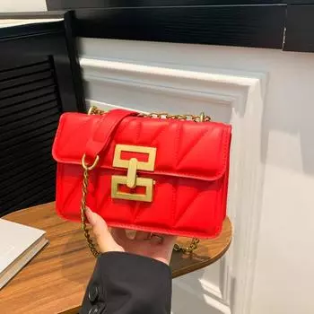 Сумка Temperament commuter diamond lock, маленькая квадратная, универсальная, сумка на плечо, 2024, новая сумка, женская сумка-мессенджер чёрный