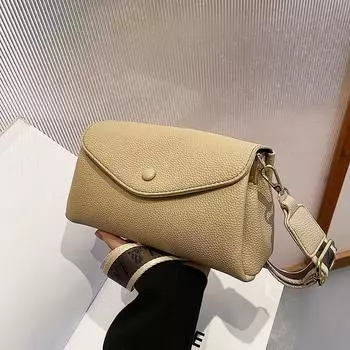 Сумка Temperament PU, женская, 2024 года, новая, персонализированная, с широким ремнем, популярная сумка-мессенджер, универсальная, маленькая, квадратная сумка хаки
