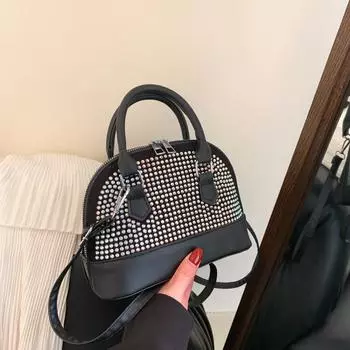 Сумка текстура матовый горный хрусталь женская сумка косой пролет маленькая сумка мода иностранный стиль рюкзак сумка-ракушка прилив серебряный