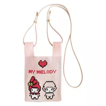 Сумка-тоут Baby Lou с мини-сумкой через плечо IP BR Knit Sanrio Characters B 8397 06 My Melody [Rootote] Melody/My