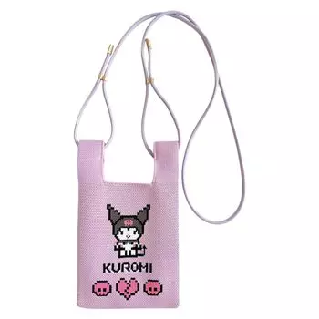 Сумка-тоут Baby Lou с мини-сумкой через плечо IP BR Knit Sanrio Characters B 8397 05 [Rootote] KUROMI/Kuromi