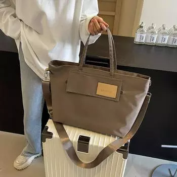 Сумка-тоут Большая вместительная рабочая сумка Дорожный багаж Женская сумка для коротких поездок чёрный