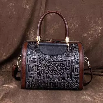 Сумка-тоут Большая вместительная сумка на одно плечо Винтажная сумка-тоут 27*16*21 чёрный