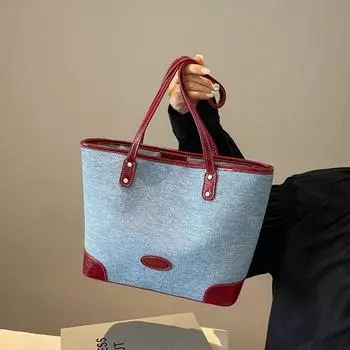 Сумка-тоут большой емкости для студентов, женская, корейская, модная, джинсовая, повседневная, сумка через плечо для поездок на работу