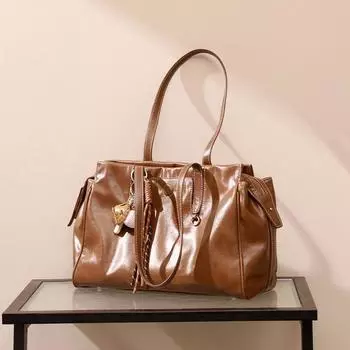 Сумка-тоут большой емкости High Sense, женская модная универсальная сумка через плечо для поездок на работу и подмышку коричневый