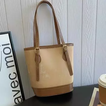 Сумка-тоут большой емкости, модная простая повседневная сумка через плечо для женщин 2024 года, весенняя мода, новая корейская версия, сумка через подмышку хаки