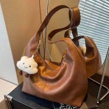 Сумка-тоут большой емкости в стиле ретро, новинка 2023 года, осень/зима, модная мягкая сумка на одно плечо, сумка подмышки, повседневная универсальная сумка-ведро