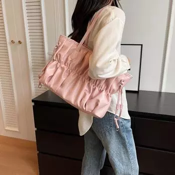 Сумка-тоут большой емкости, женская, новая, корейская мода, однотонная, плиссированная, сумка-облако, элегантная, универсальная, через плечо, подмышечная сумка