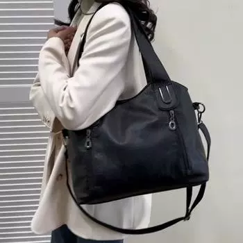 Сумка-тоут большой емкости, женская сумка через плечо, сумка через плечо из мягкой кожи хаки