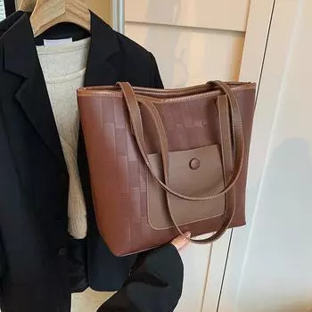 Сумка-тоут большой вместимости для поездок на работу, зимняя универсальная рабочая сумка через плечо коричневый