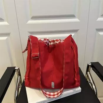 Сумка-тоут большой вместимости женская летняя новинка 2025 года универсальная повседневная сумка через плечо холщовая сумка-ведро синий