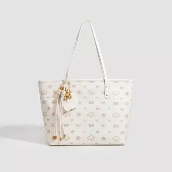 Сумка-тоут Cartoon большой емкости для студентов, сумка-тоут All-in-one, сумка через плечо бежевый