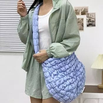 Сумка-тоут Clouds Pleated Crossbody женская, большая вместимость, легкая, сумка Diamond Dumpling, сумка Feather, стеганая сумка через плечо розовый