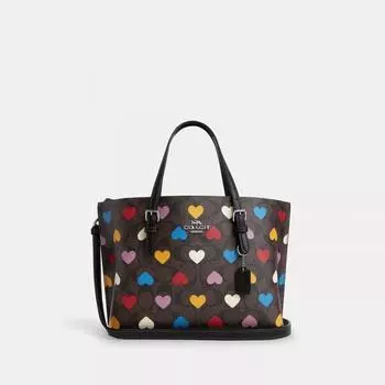 Сумка-тоут Coach Mollie 25 из фирменной канвы с принтом в виде сердечек