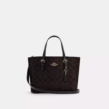 Сумка-тоут Coach Mollie 25 из канвы Signature золотисто-коричневого черного цвета