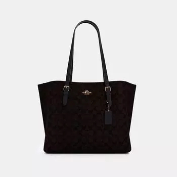 Сумка-тоут Coach Mollie из канвы Signature золотисто-коричневого черного цвета