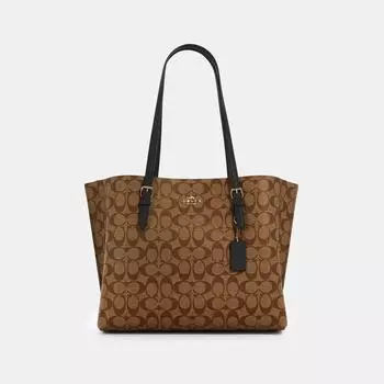 Сумка-тоут Coach Mollie из канвы Signature золотистого цвета хаки черного цвета