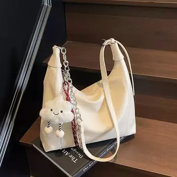 Сумка-тоут Commuter Большая вместительная сумка через плечо Женская сумка через плечо с цепочками бежевый