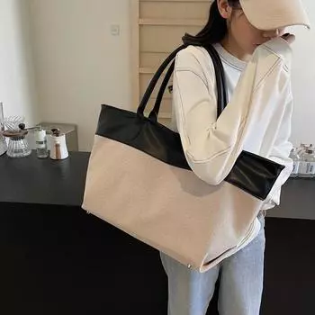 Сумка-тоут Commuter большой емкости для женщин, сумка через плечо, дорожная сумка через подмышку бежевый