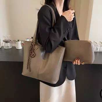 Сумка-тоут Commuter, женская сумка через плечо из мягкой кожи, ручная сумка чёрный